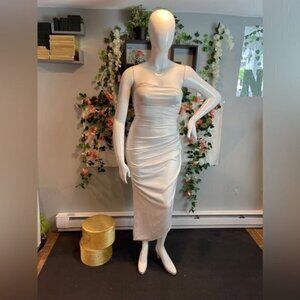 Strapless Asymmetrical Corset Satin Evening‎ One shoulder White Size L RfI041